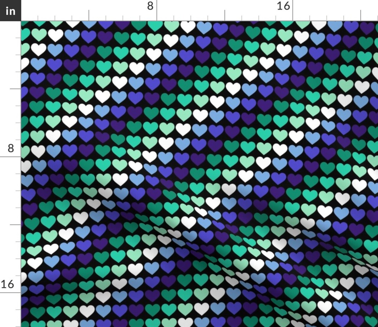 Pride Flag Lgbtqia Gay Queer Parade Month Small Scale Hearts Green Blue Purple Stripes Custom Printed Fabric by Spoonflower Various Fabrics by the Yard or Fat Quarter